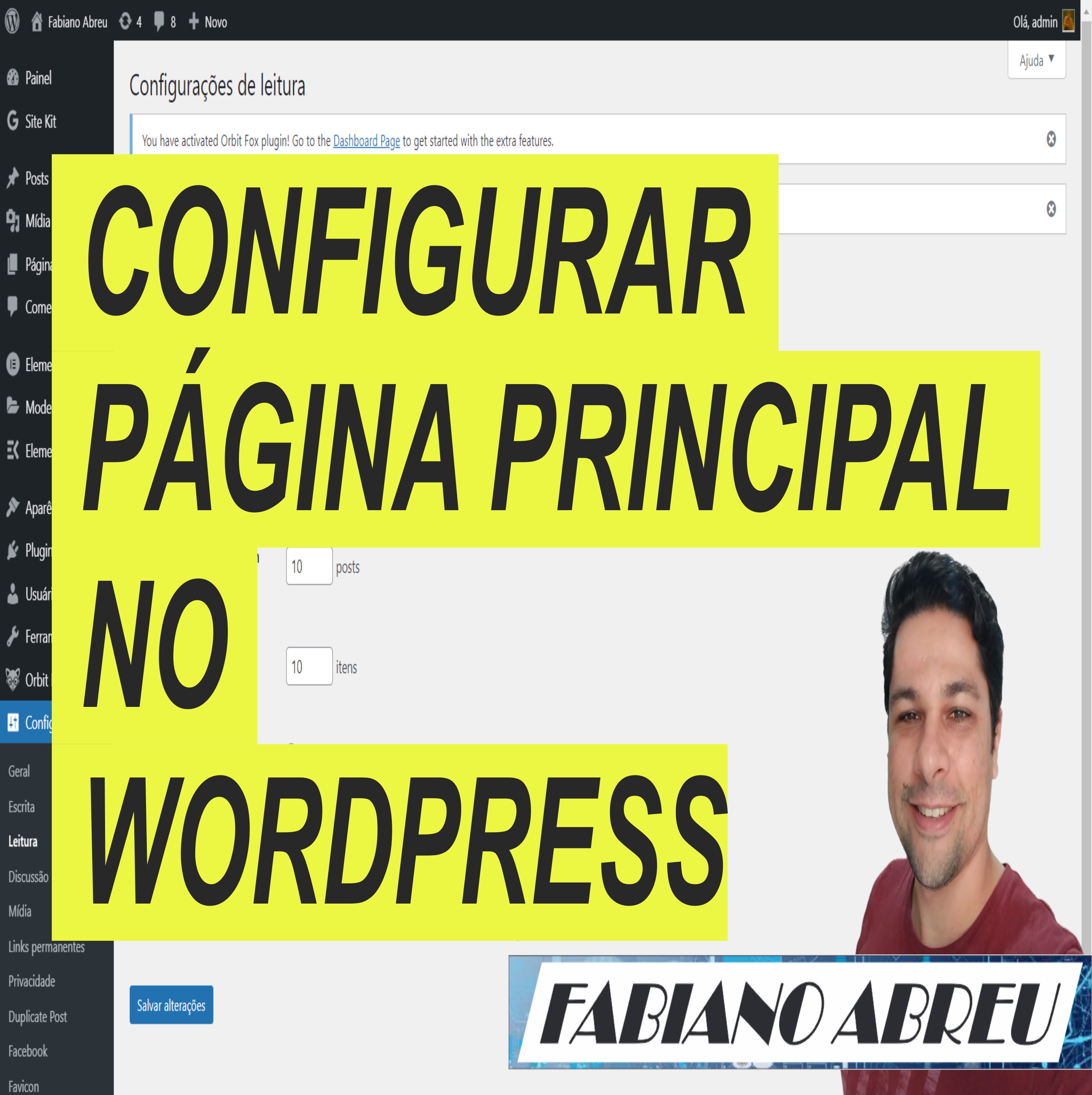 Configurar Página Principal no wordpress quadrado
